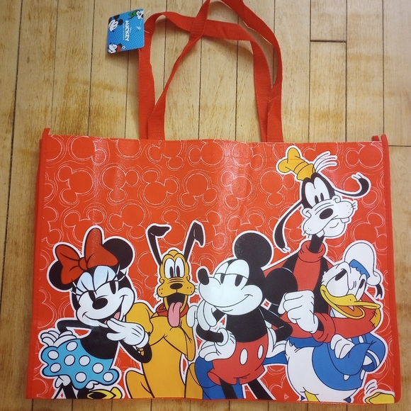Disney Mickey And Friends Vibrant Red Reusable Shopping Tote Bag XL - Picture 2 of 3